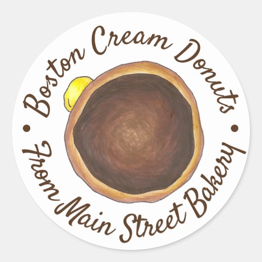 Homemade Boston Cream Donut Doughnut Bakery Ronde Sticker (Voorkant)