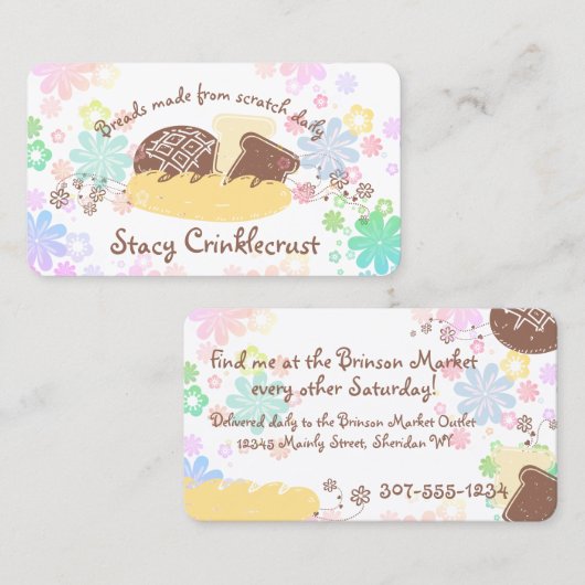 Homemade brood bakkerij schattige bloemen visitekaartje (Voorkant / Achterkant)