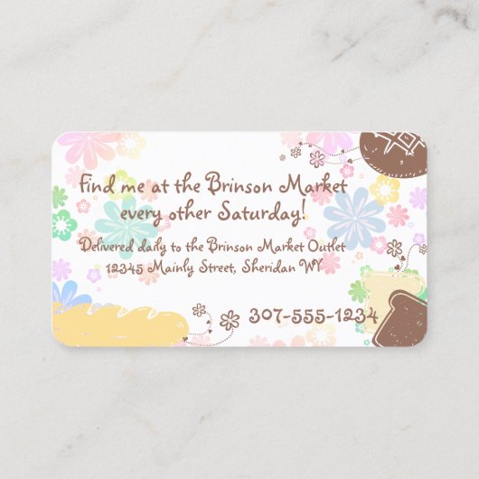 Homemade brood bakkerij schattige bloemen visitekaartje (Achterkant)