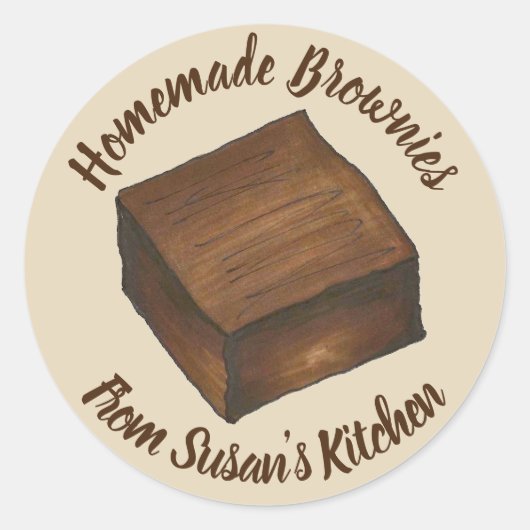 Homemade Brownies op maat gemaakt door keuken Ronde Sticker (Voorkant)
