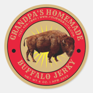 Homemade Buffalo Jerky Sjabloon Ronde Sticker