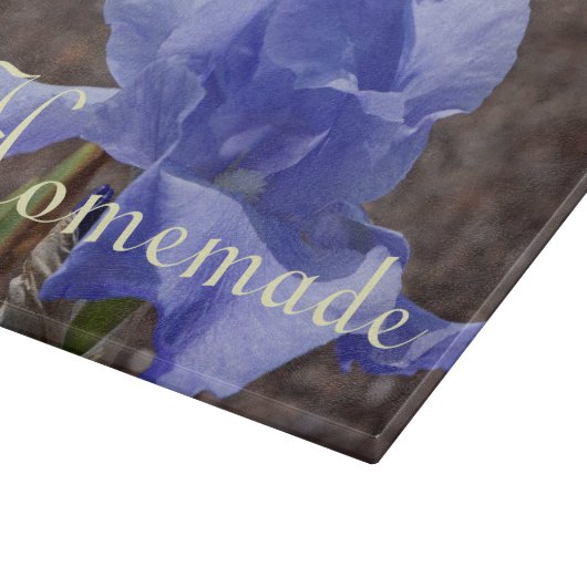 Homemade cadeaus glazen snijplank Iris Flowers (Hoek)
