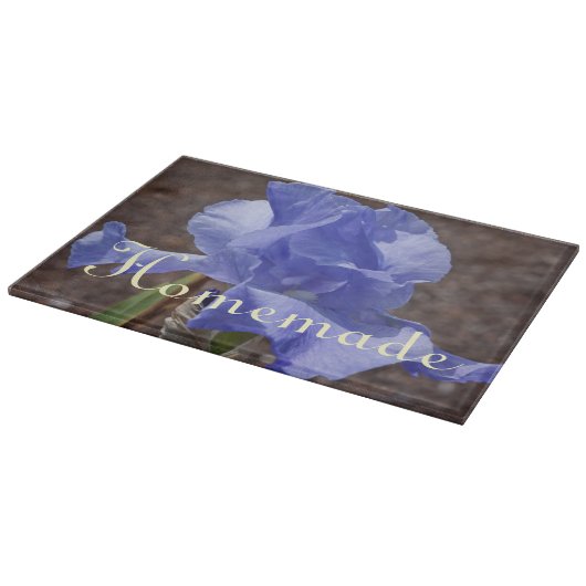 Homemade cadeaus glazen snijplank Iris Flowers (Hoek)