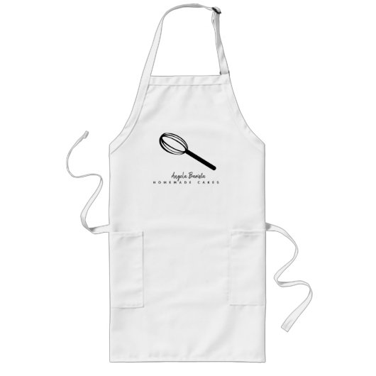 Homemade Cake Business Whisk Hand Drawn Lang Schort (Voorkant)