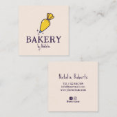 Homemade Cake Pastry Bag Cream Cupcake Bakkerij Vierkante Visitekaartje (Voorkant / Achterkant)