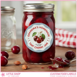 Homemade Cherry Jam Canning Jar Labels
