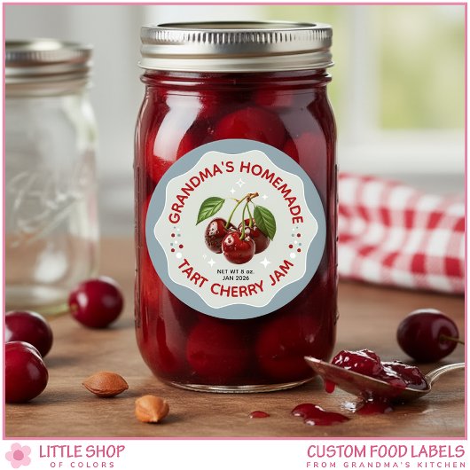 Homemade Cherry Jam Canning Jar Labels