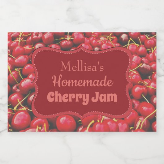 Homemade Cherry Jam Custom Voedselcontainer Etiket (Enkel label)