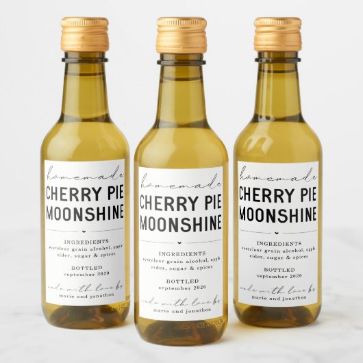 Homemade Cherry Pie Moonshine Label personaliseren Wijn Etiket (Flessen)
