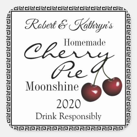 Homemade Cherry Pie Moonshine Persoonlijk Vierkante Sticker (Voorkant)