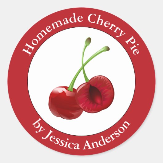 Homemade Cherry Pie Red Ronde Sticker (Voorkant)