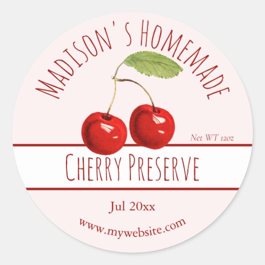 Homemade Cherry Preserve Labels (Voorkant)