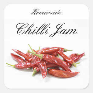 Homemade chili jam vierkante sticker