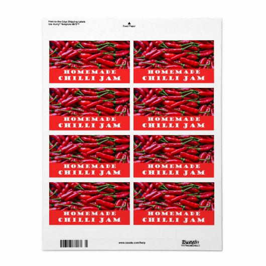Homemade chilli jam label (Full Sheet)
