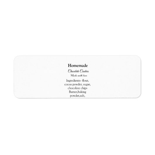 Homemade chocolade koekjes gemaakt met liefde voeg etiket (Voorkant)