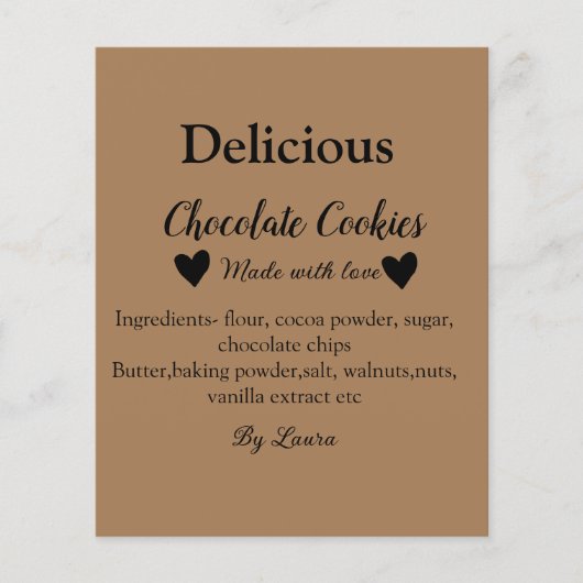 Homemade chocolade koekjes gemaakt met liefde voeg flyer (Voorkant)