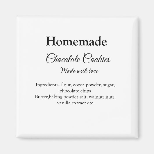 Homemade chocolade koekjes gemaakt met liefde voeg magneet (Voorkant)