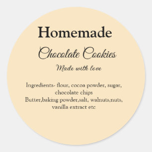 Homemade chocolade koekjes gemaakt met liefde voeg ronde sticker