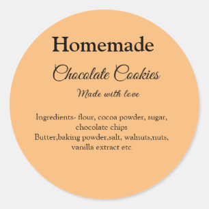 Homemade chocolade koekjes gemaakt met liefde voeg ronde sticker