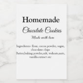 Homemade chocolade koekjes gemaakt met liefde voeg voedselcontainer etiket (Enkel label)