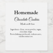 Homemade chocolade koekjes gemaakt met liefde voeg wijn etiket (Enkel label)