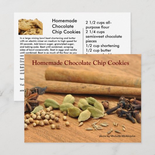 Homemade Chocolate Chip Cookies Briefkaart (Voorkant / Achterkant)