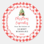 Homemade Christmas Cupcakes Eetlabel Ronde Sticker (Voorkant)