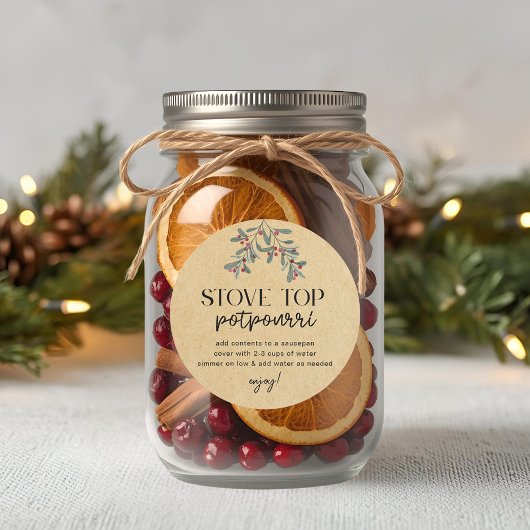 Homemade Christmas Stovetop Potpourri Holiday Gift Ronde Sticker