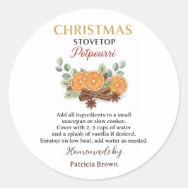 Homemade Christmas Stovetop Potpourri Sticker Labe