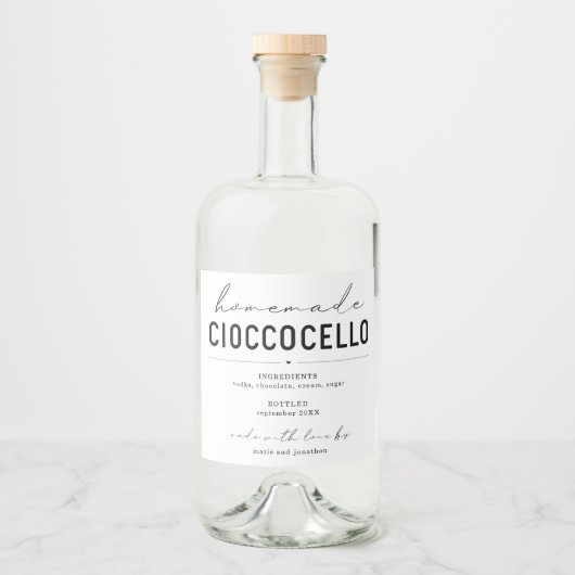 Homemade Cioccocello Chocolade Cello-etiket Likeurfles Etiket (Voorkant)