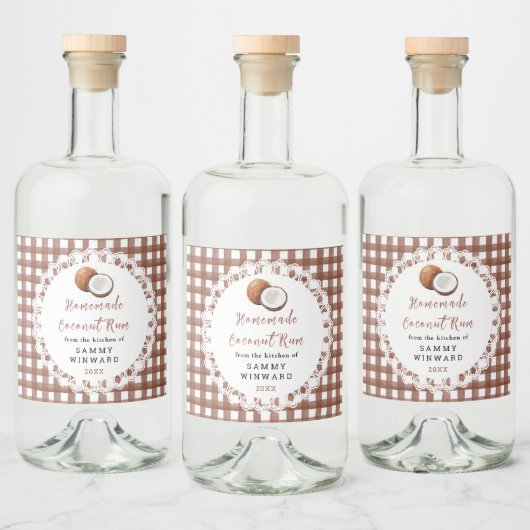 Homemade Coconut Rum Label Likeurfles Etiket (Flessen)
