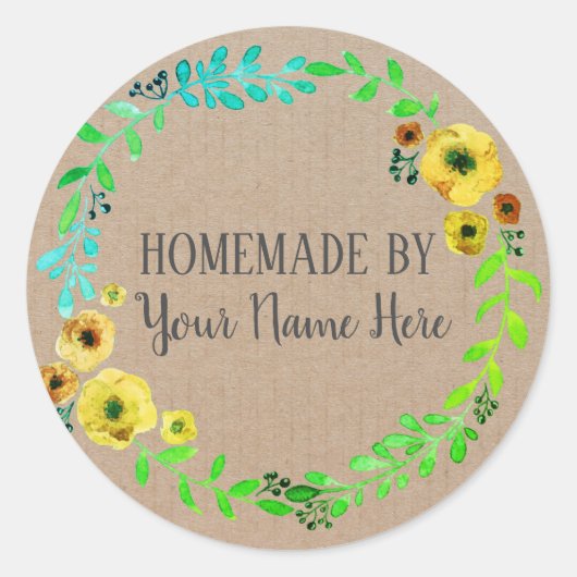 Homemade Cookie Cake  Craft Floral Wreater Ronde Sticker (Voorkant)