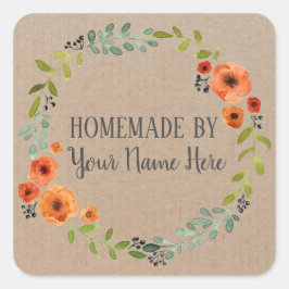 Homemade Cookie Cake  Craft Floral Wreater Vierkante Sticker