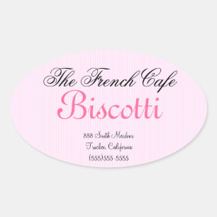 Homemade Cookie Label-roze Stripe Ovale Sticker