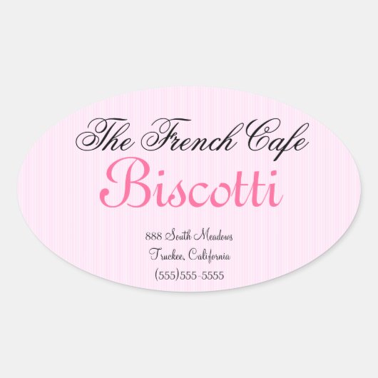 Homemade Cookie Label-roze Stripe Ovale Sticker (Voorkant)