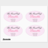 Homemade Cookie Label-roze Stripe Ovale Sticker (Vel)