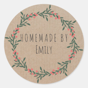 Homemade Cookies Cake Craft Floral Wreater Ronde Sticker