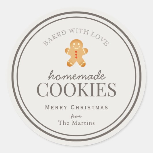 Homemade Cookies Gingerbread Man Holiday Ronde Sticker (Voorkant)