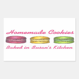 Homemade Cookies Macaroon Macaron, gebrand door St Rechthoekige Sticker