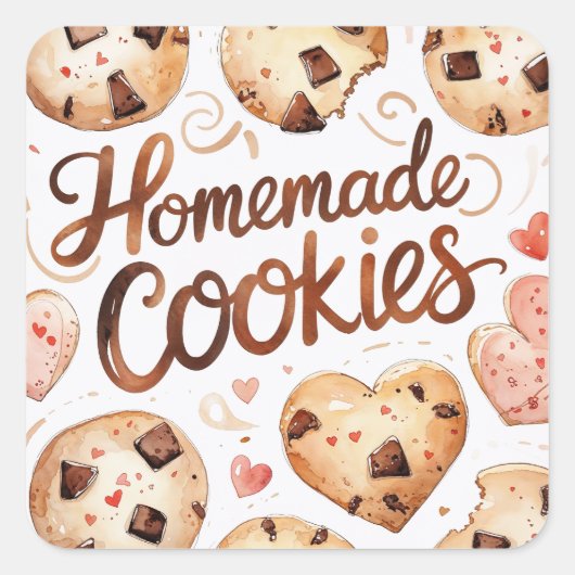 Homemade Cookies Sticker, Baking Gift Vierkante Sticker (Voorkant)