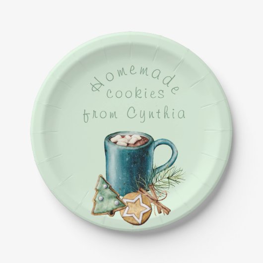 Homemade Cookies Vintage kerstpapier Bord (Voorkant)