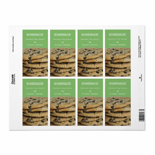 Homemade Cooking Chocolate Chip Cookies Labels (Full Sheet)