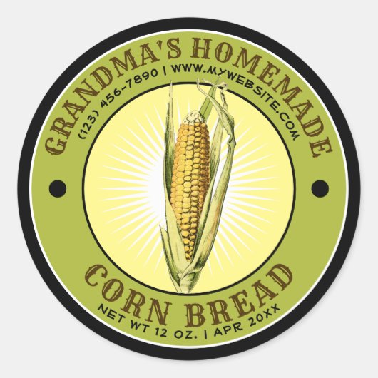  Homemade Corn Bread Sjabloon Ronde Sticker (Voorkant)