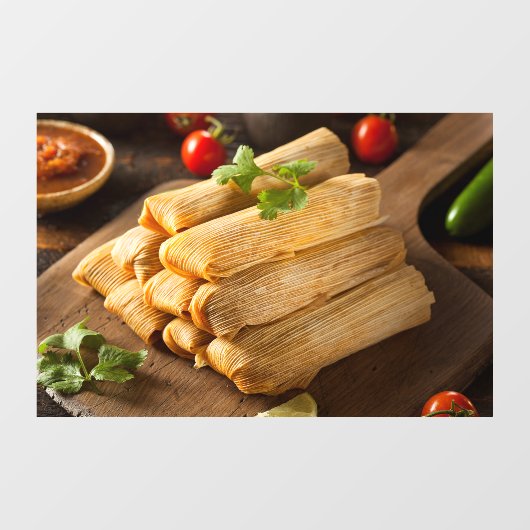 Homemade Corn Chicken Tamales Mexicaans restaurant Raamsticker (Vel)