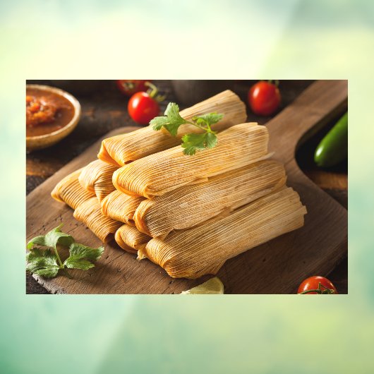 Homemade Corn Chicken Tamales Mexicaans restaurant Raamsticker (Vel 3)
