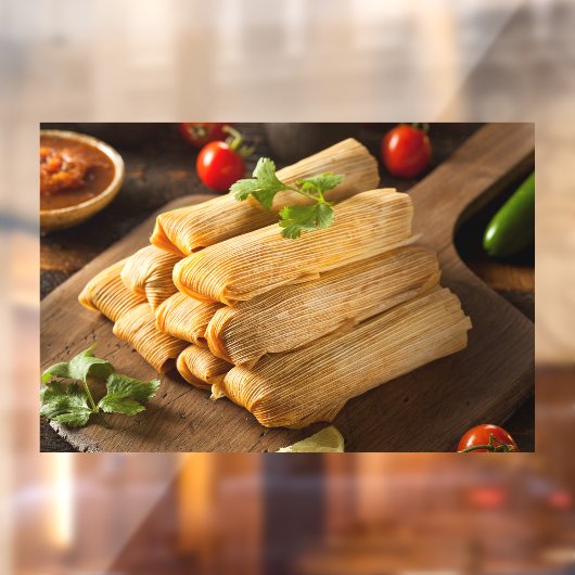 Homemade Corn Chicken Tamales Mexicaans restaurant Raamsticker (Vel 2)