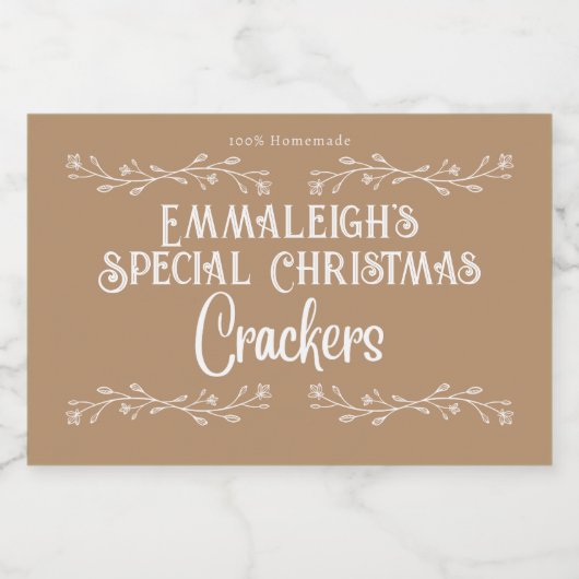 Homemade Crackers Aesthethetisch Brown Voedselcontainer Etiket (Enkel label)