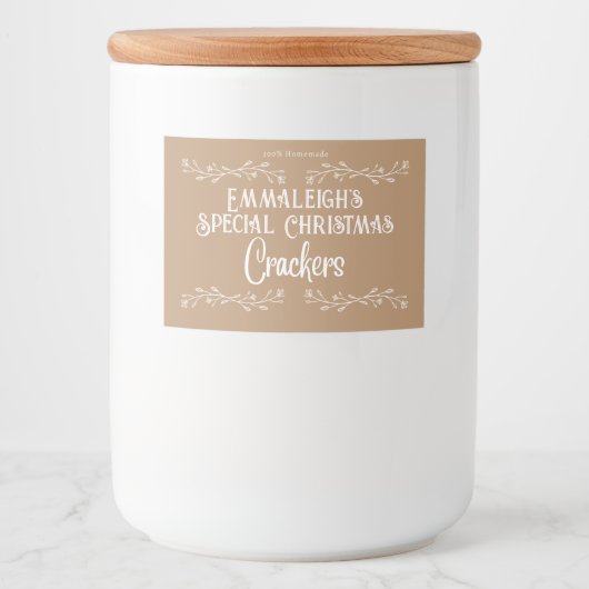 Homemade Crackers Aesthethetisch Brown Voedselcontainer Etiket (Voorkant)