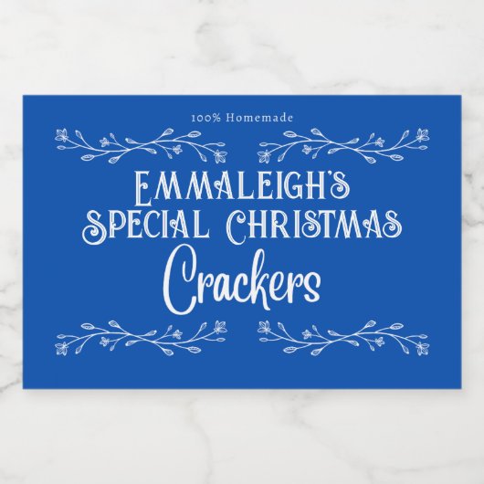 Homemade Crackers Aesthetic Blue Voedselcontainer Etiket (Enkel label)