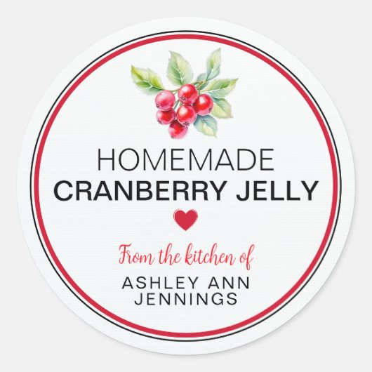 Homemade Cranberry Jelly Label | Holiday Canning (Voorkant)